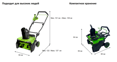 Снегоуборщик Greenworks GD40STX2K5 40V (51 см) аккумуляторный, с АКБ 5 А/ч и ЗУ