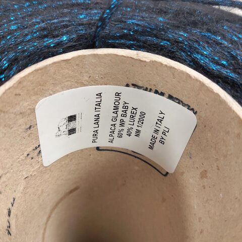 Бэби альпака с люрексом PURA LANA ITALIA / ALPACA GLAMOUR 200 синий с черным