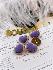 Пуговицы Сердечки бархатные фиолетовые