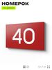 Табличка с номером 40 на дверь квартиры, для офиса, кабинета, аудитории, склада, красная 120х70 мм, Айдентика Технолоджи