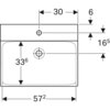 Раковина Geberit Xeno²: B=60см, T=48см, Отверстие под смеситель=По центру, Перелив=Без, Белый / Специальное керамическое покрытие KeraTect