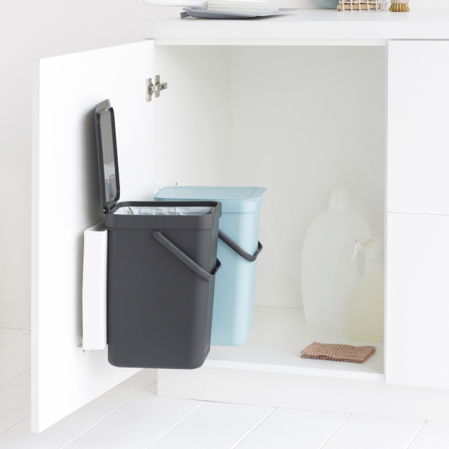 Встраиваемые мусорные ведра Sort & Go (2 x 12 л), Мятный/серый, арт. 109980 - фото 4