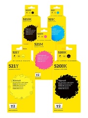 IC-CCLI-521_MP Комплект картриджей T2 для CanonPGI-520BK/CLI-521, пигментный черный, черный, голубой, пурпурный, желтый