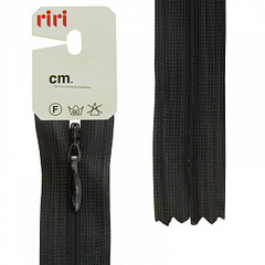 Молния потайная неразъемная (пластик) (Riri, Ткань/пластик, Черная тесьма 30833, 60)