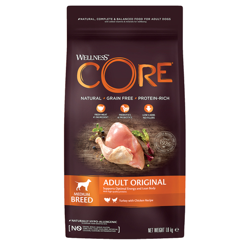 Welness Core корм для взрослых собак индейка с курицей 1,8 кг