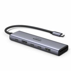 USB-хаб UGREEN CM511 (45521) 7-in-1 4K@60Hz USB-C To HDMI+2xUSB-C 3.2+1xUSB-A 3.2+SD/TF+PD Converter, серый