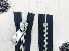 Молния шлифованная металл Т15, L 18 см, н/р, чёрный/никель