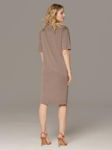Женское платье коричневого цвета с коротким рукавом - фото 2