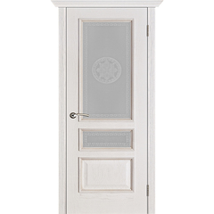 Купить Межкомнатная дверь шпонированная Porte Vista Вена белая патина тон 17 стекло Версаче