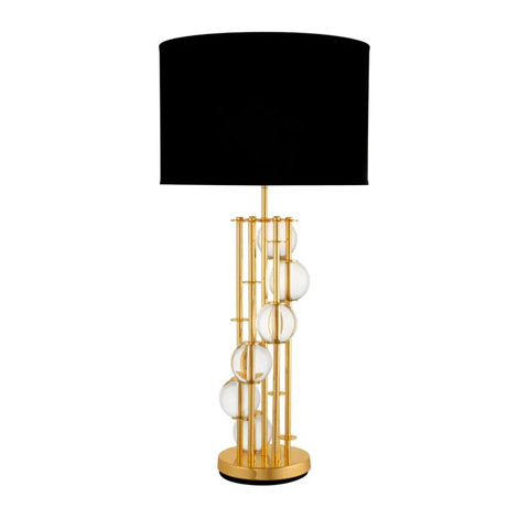 Настольная лампа Lorenzo, золотая с черным абажуром