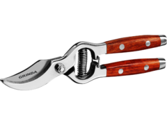 GRINDA P-15, 210 мм, нержавеющая сталь, с деревянными рукоятками, цельнокованый плоскостной секатор, PROLine (423415)