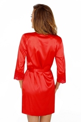 Короткий атласный халат Colette красный