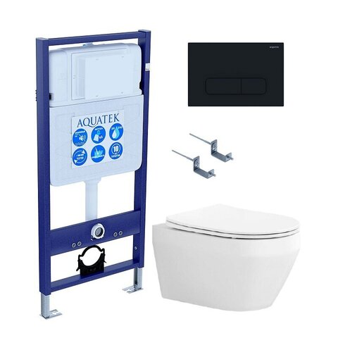 Aquatek SET Aquatek ЛЕЯ cm-017 4в1 SET Aquatek ЛЕЯ-017 4в1 (рама Aquatek Standard INS-0000012+крепеж KKI-0000002+клавиша KDI-0000017+унитаз ЛЕЯ AQ1199-00 с тонким сиденьем soft-close)