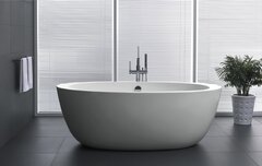 BelBagno BB67-1700 Отдельностоящая, овальная акриловая ванна в комплекте со сливом-переливом цвета хром 1700x900x600 фото