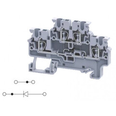 Двухуровневая клемма, пружинные зажимы проводника до 2.5 мм.кв. 1A/1000V с диодной схемой - конфигурация D3