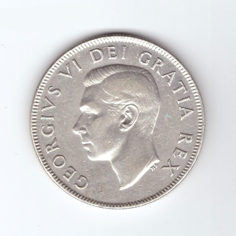 50 центов 1951 год. Канада. Георг VI. Серебро XF