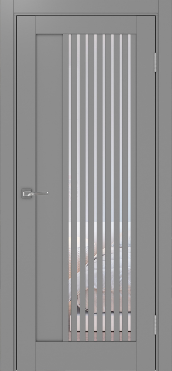 Дверь межкомнатная Оптима Порте Турин 544.12, цвет серый, экошпон, стекло прозрачное
