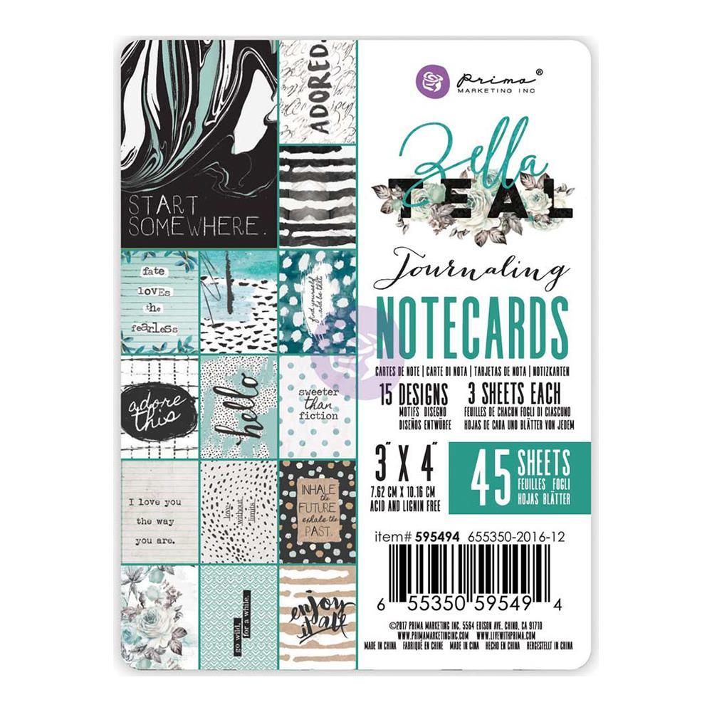 Набор журнальных карточек -Zella Teal Journaling Notecards-7,5х10см/45шт