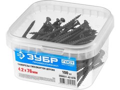 ЗУБР СГД, 76 х 4.2 мм, фосфатированное покрытие, 100 шт, саморез гипсокартон-дерево, Профессионал (300031-42-076)