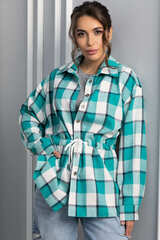 Рубашка хлопковая Джанет (бело-зеленая) Б14270-4М LT Collection