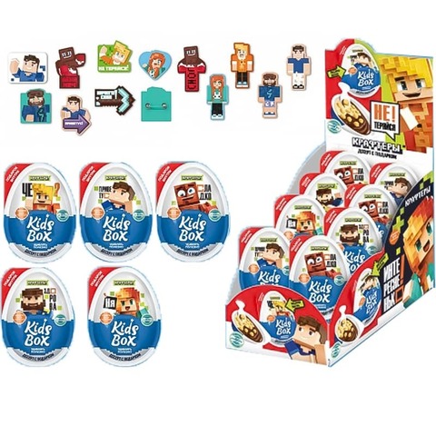 КРАФТЕРЫ ЮНИ, ТУМКА, ВЛАДУС И ЛЕНЯ, ФИКСПЛЕЙ KIDS BOX Десерт с подарком 1кор*6бл*16шт, 20гр