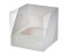 Коробка для 1 капкейка с пластиковой крышкой 100*100*100 мм (БЕЛАЯ)