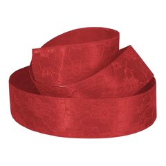 
          Декоративная лента двухслойная, 4 см, намотка 20 ярдов, темно-красная, дизайн рельеф цветов