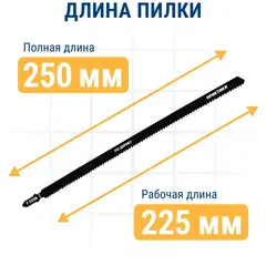 Пилки для лобзика по дереву, ДСП ПРАКТИКА тип T225B 250 х 225 мм, быстрый рез, HCS (2шт.) (035-837)
