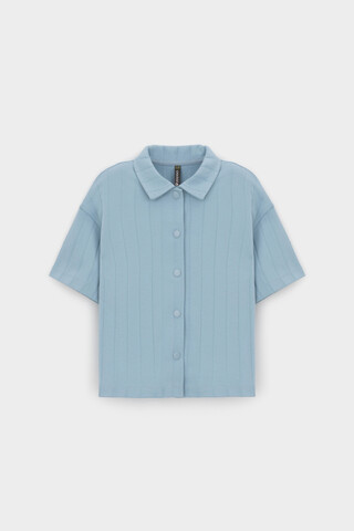 рубашка  для девочки  КР 302718-1/пыльно-синий к557