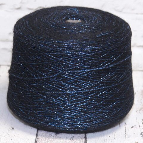 Бэби альпака с люрексом PURA LANA ITALIA / ALPACA GLAMOUR 200 синий с черным