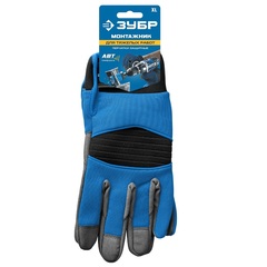 ЗУБР МОНТАЖНИК, XL (10), профессиональные комбинированные перчатки, для тяжелых мех. работ, антивибрационные, Профессионал (11475-XL)