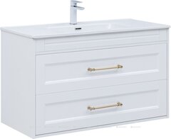 Aquanet 347183 Тумба Бостон new 100 цв.белый сатин, ручки золото (347183) фото