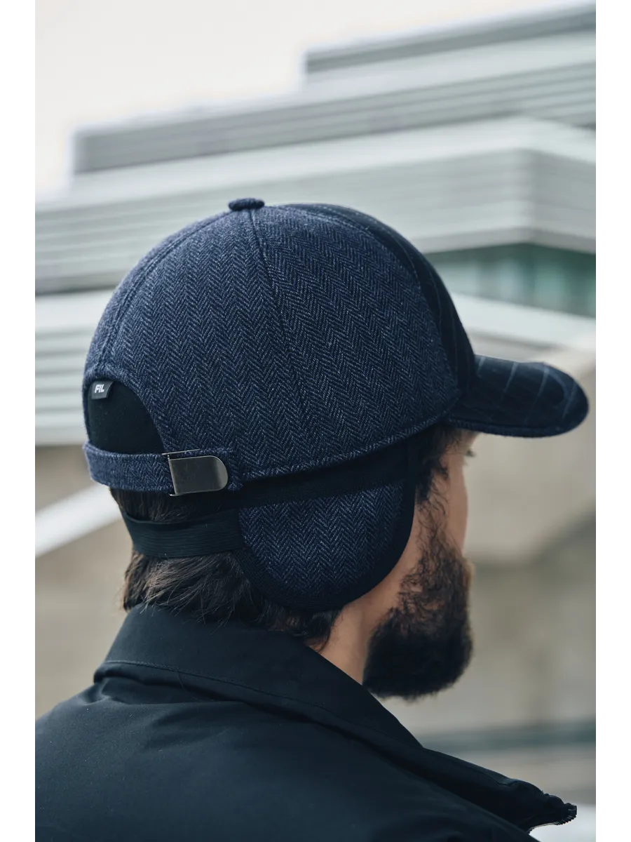 Кепка утепленная с ушками драповая с плащевой вставкой