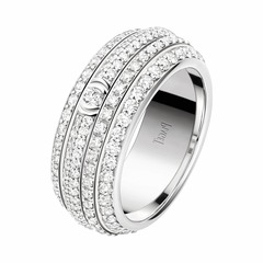 13091 - Кольцо-дорожка механическое, широкое из серебра с куб. цирконами и крутящимся центром