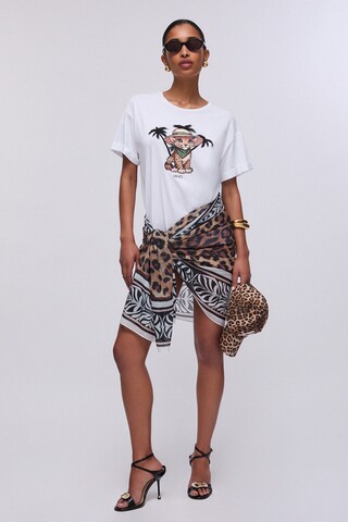 Liu Jo Футболка хлопковая с рисунком леопарда и стразами