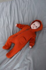 Комбинезон из футера утепленный (кирпичный)