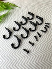 Крючок, вешалка, металлическая фурнитура, Черные, 8*27мм, 8 шт + шурупы