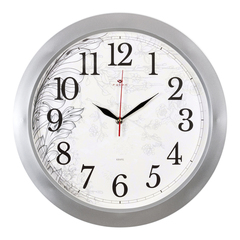 Часы настенные РУБИН  3960-105 круг d=38,5см, корпус серебрянный "Абрис"