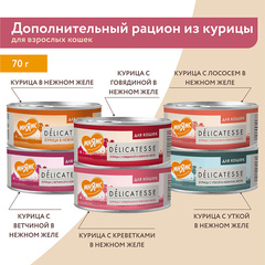 Мнямс консервы для кошек Курица с креветками нежном желе 70 г