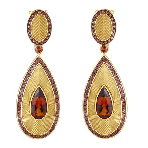Серьги с Цитрином и Оранжевыми Сапфирами, E0105-1/6