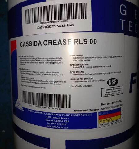 Fuchs CASSIDA Grease RLS 00 - высококачественная смазка для пищевой промышленности - 16 кг