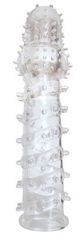 Закрытая прозрачная рельефная насадка с шипиками Crystal sleeve - 13,5 см. - 