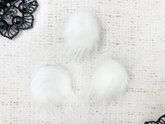 Меховой помпон норка, d 3,2 см, белый