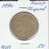 V0819 1994 Кипр 20 центов