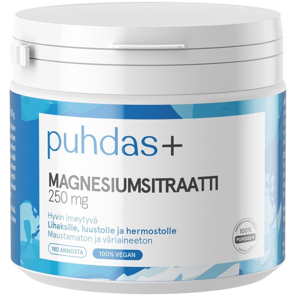 Магний Puhdas+ Magnesiumsitraatti 250Mg 200 G – купить за 3 501 ₽ с  доставкой из Финляндии