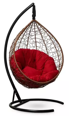 Подвесное кресло SEVILLA VERDE VELOUR горячий шоколад, красная подушка (Laura Outdoor)