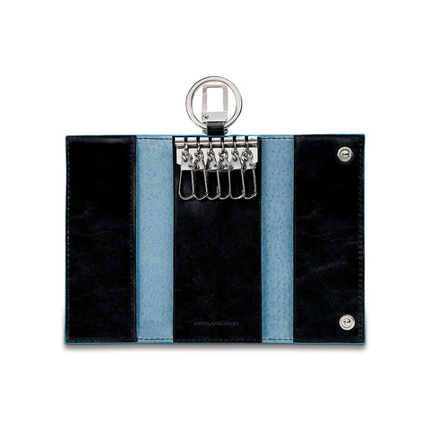 Ключница Piquadro Blue Square, черная, 6х12х2 см