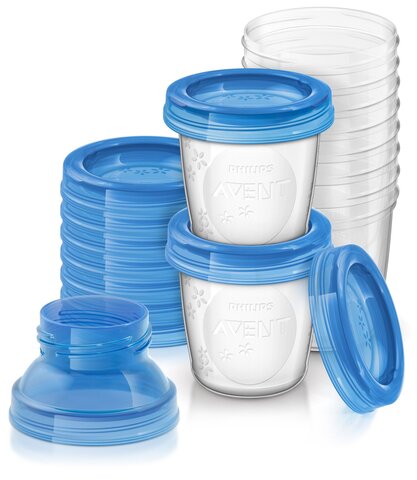 Süd qabı \ Set Breast milk storage cups (10 X 180ML) - 2 adaptors