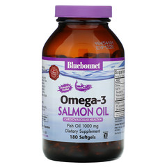 Bluebonnet Nutrition, Натуральный омега-3 жир лосося, 1000 мг, 180 мягких капсул
