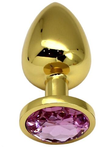 Золотистая пробка с розовым кристаллом - 9 см. - Eroticon P3405M-12